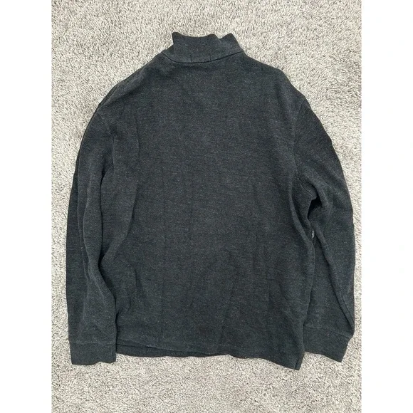 Men's VTG Polo Ralph Lauren Pullover Quarter Zip Button Size XL Charcoal Gray - Picture 9 of 9